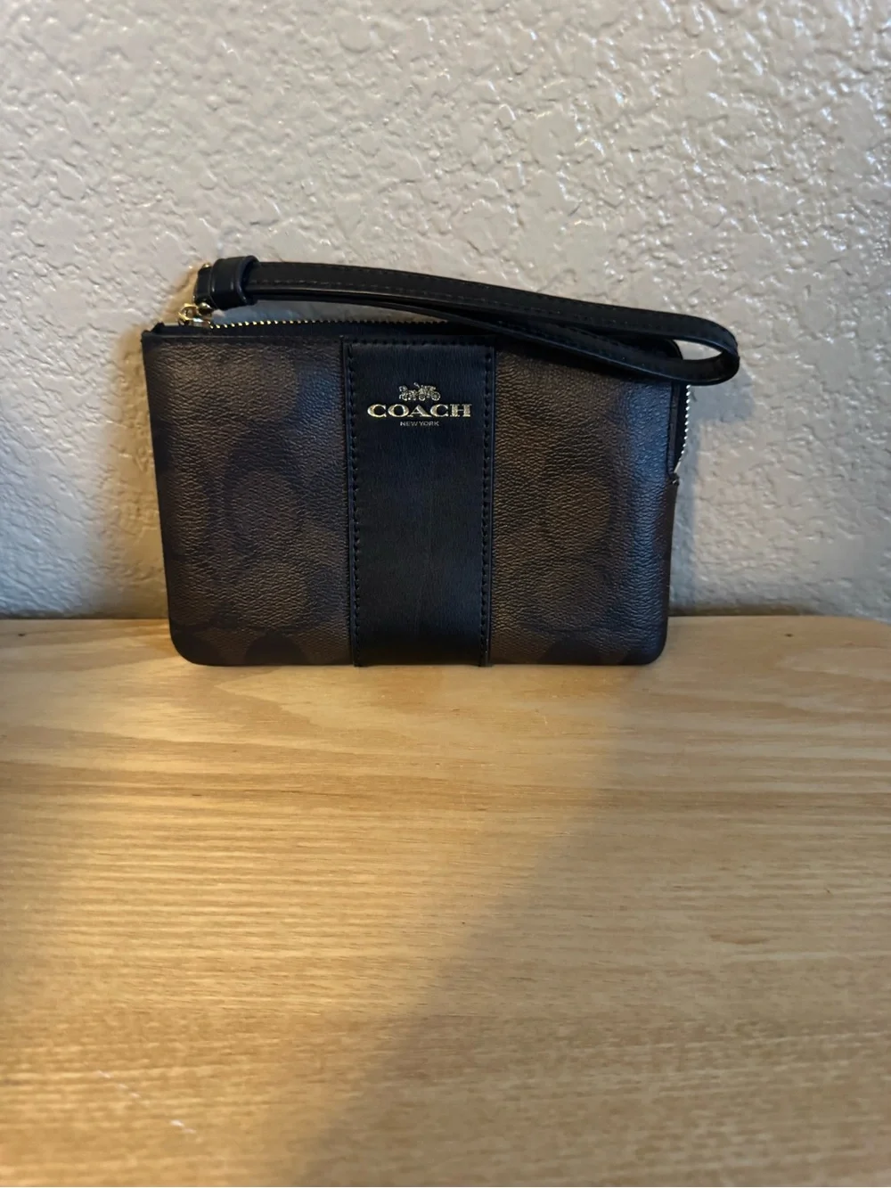 Coach Brown & Black Signature Wristlet